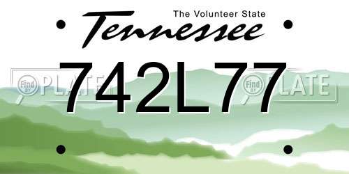 742L77 Tennessee License Plate