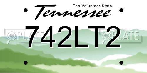 742LT2 Tennessee License Plate
