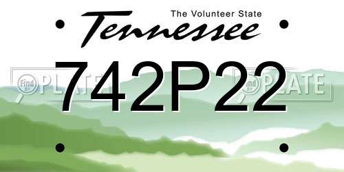 742P22 Tennessee License Plate