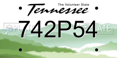 742P54 Tennessee License Plate