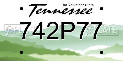 742P77 Tennessee License Plate