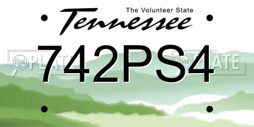 742PS4 Tennessee License Plate