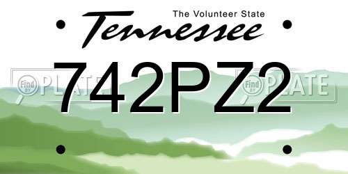 742PZ2 Tennessee License Plate