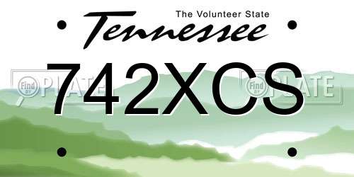 742XCS Tennessee License Plate