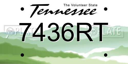 7436RT Tennessee License Plate