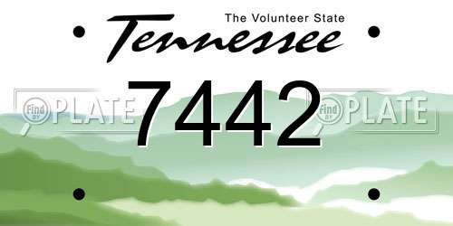 7442 Tennessee License Plate