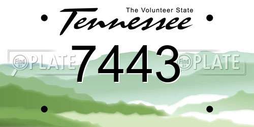 7443 Tennessee License Plate
