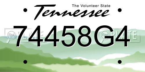 74458G4 Tennessee License Plate