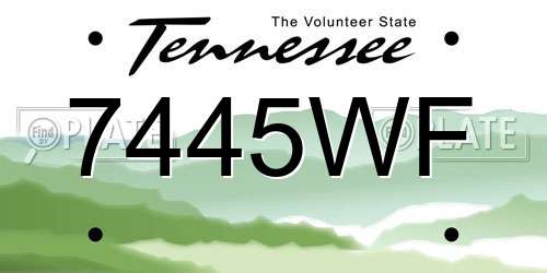 7445WF Tennessee License Plate