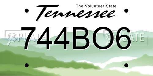 744BO6 Tennessee License Plate