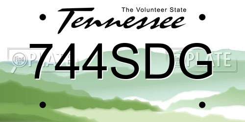 744SDG Tennessee License Plate