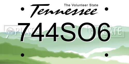 744SO6 Tennessee License Plate