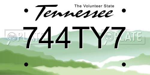 744TY7 Tennessee License Plate