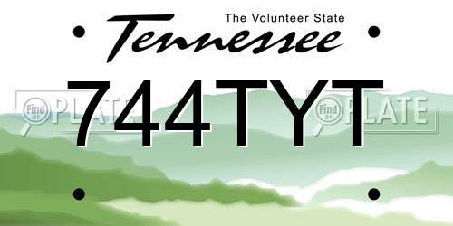 744TYT Tennessee License Plate