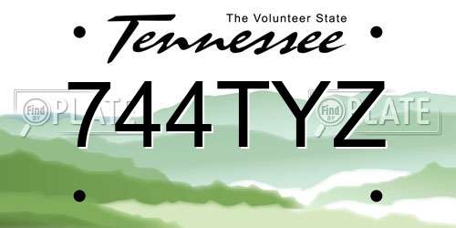 744TYZ Tennessee License Plate
