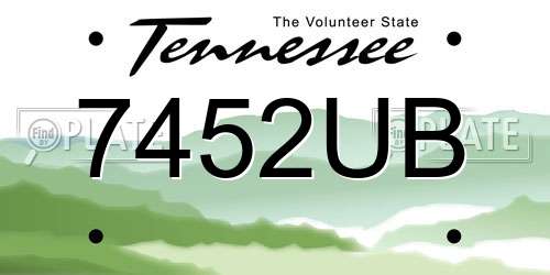 7452UB Tennessee License Plate
