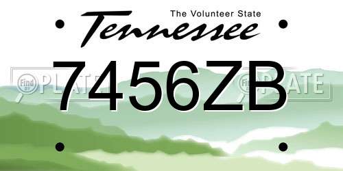 7456ZB Tennessee License Plate