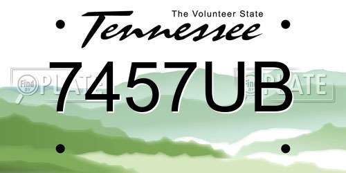 7457UB Tennessee License Plate