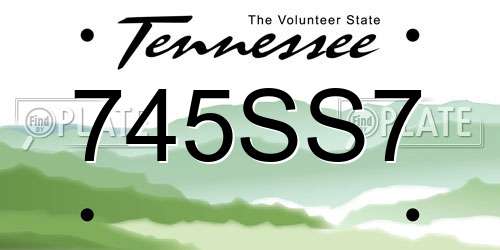 745SS7 Tennessee License Plate