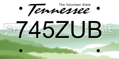 745ZUB Tennessee License Plate