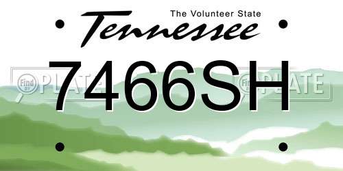 7466SH Tennessee License Plate