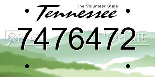 7476472 Tennessee License Plate