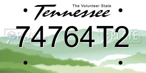 74764T2 Tennessee License Plate