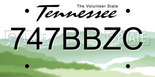 747BBZC Tennessee License Plate