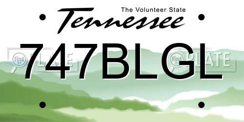747BLGL Tennessee License Plate