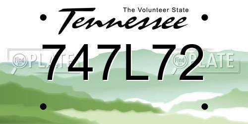 747L72 Tennessee License Plate