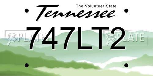 747LT2 Tennessee License Plate