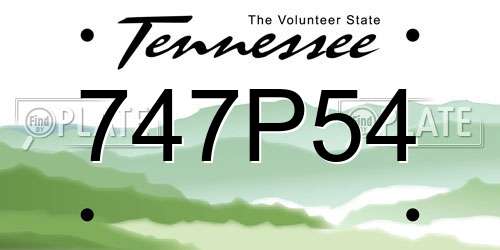 747P54 Tennessee License Plate