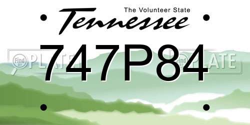 747P84 Tennessee License Plate