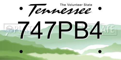 747PB4 Tennessee License Plate