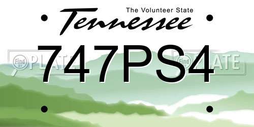747PS4 Tennessee License Plate