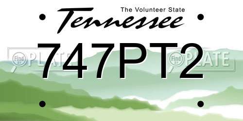 747PT2 Tennessee License Plate