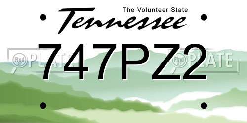 747PZ2 Tennessee License Plate