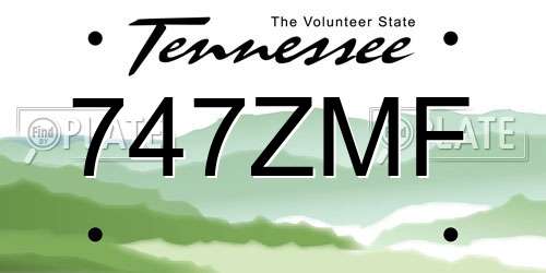 747ZMF Tennessee License Plate