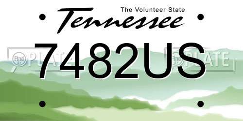 7482US Tennessee License Plate