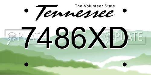 7486XD Tennessee License Plate