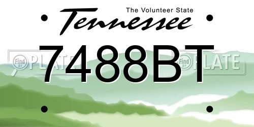 7488BT Tennessee License Plate