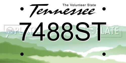 7488ST Tennessee License Plate