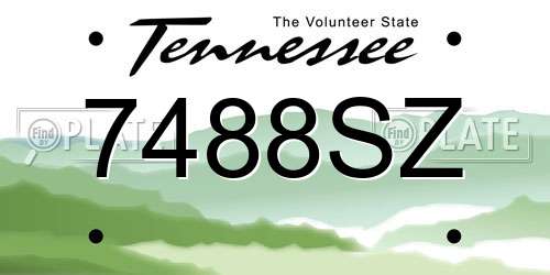 7488SZ Tennessee License Plate