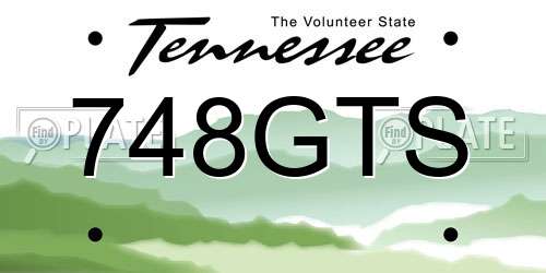 748GTS Tennessee License Plate