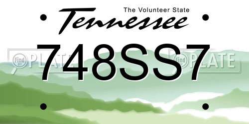 748SS7 Tennessee License Plate