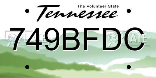 749BFDC Tennessee License Plate