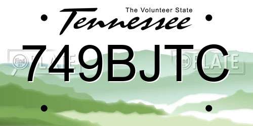 749BJTC Tennessee License Plate