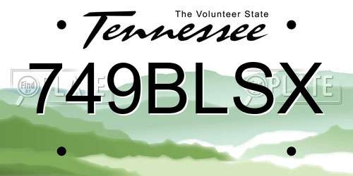 749BLSX Tennessee License Plate