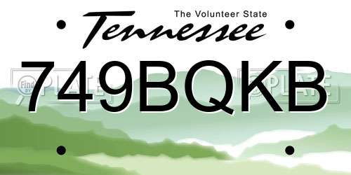 749BQKB Tennessee License Plate