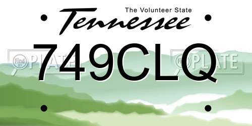 749CLQ Tennessee License Plate